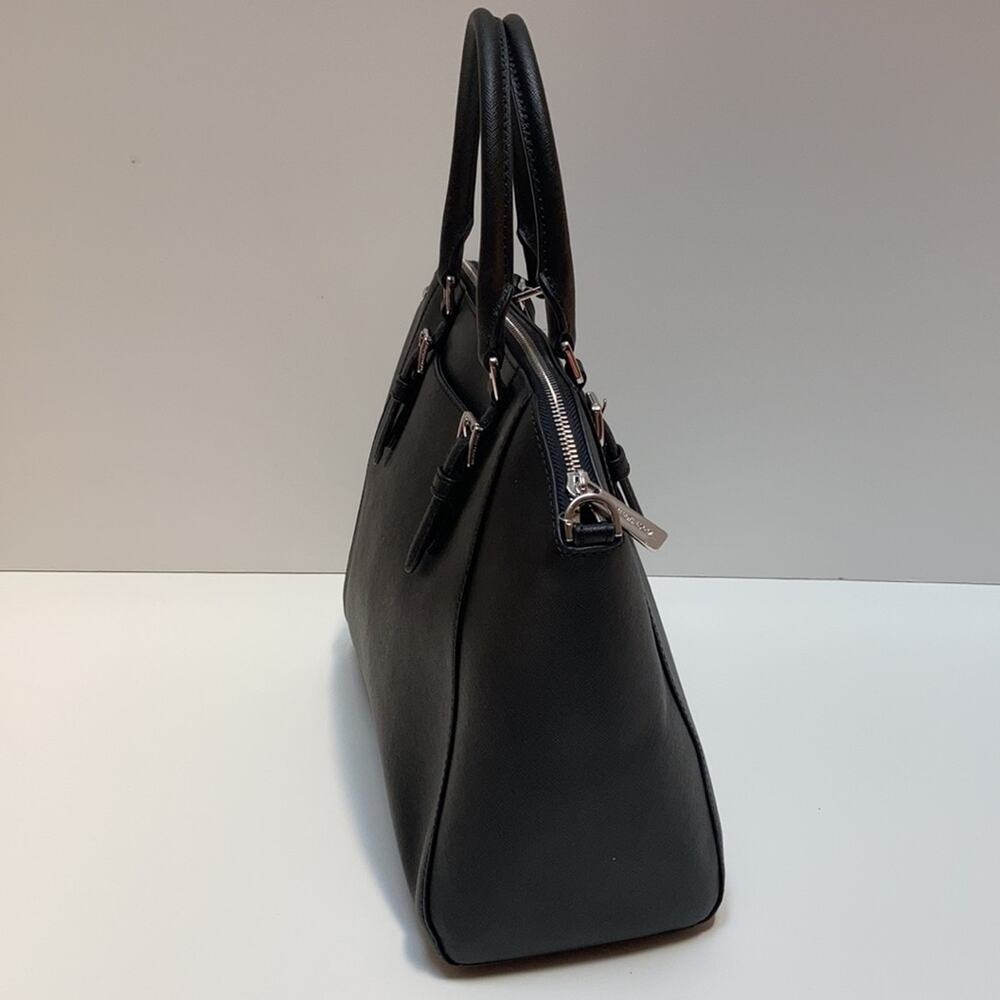 🖤 NWT Authentic Michael Kors Saffiano Leather Lg Satchel Bag - BLACK - Picture 6 of 11